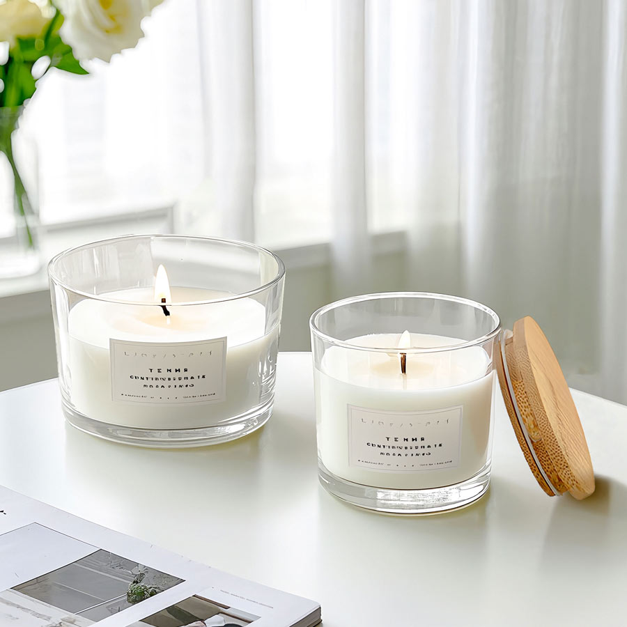 Custom Frosted Large White Wide Mouth Big 2oz 3oz16oz 24oz Empty Glass 3-wick Tumbler 3 Wick Candle Jars With Lid