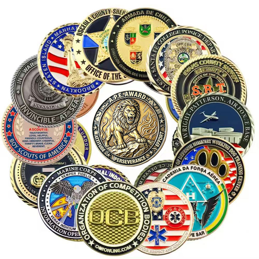 Custom Logo Challenge Coins 3D Antique Gold Metal Silver Coins Brass Souvenir Gifts Commemorative Challenge Coin Customized