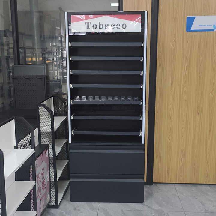 Customizable Retail Display Racks for Tobacco and Cigarettes Store Shelves for Convenient Shopping Experience