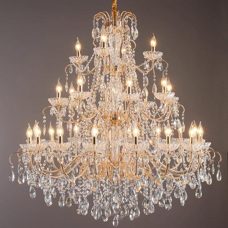 Modern Factory Chandelier Hotel Restaurant Large Crystal Pendant Light Hanging Light Luxury Villa Living Room Chandelier