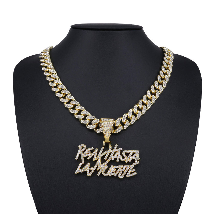 Hip Hop Pendant Unisex Crystal Rhinestone Marquise Cut Letter English Fashionable Necklaces