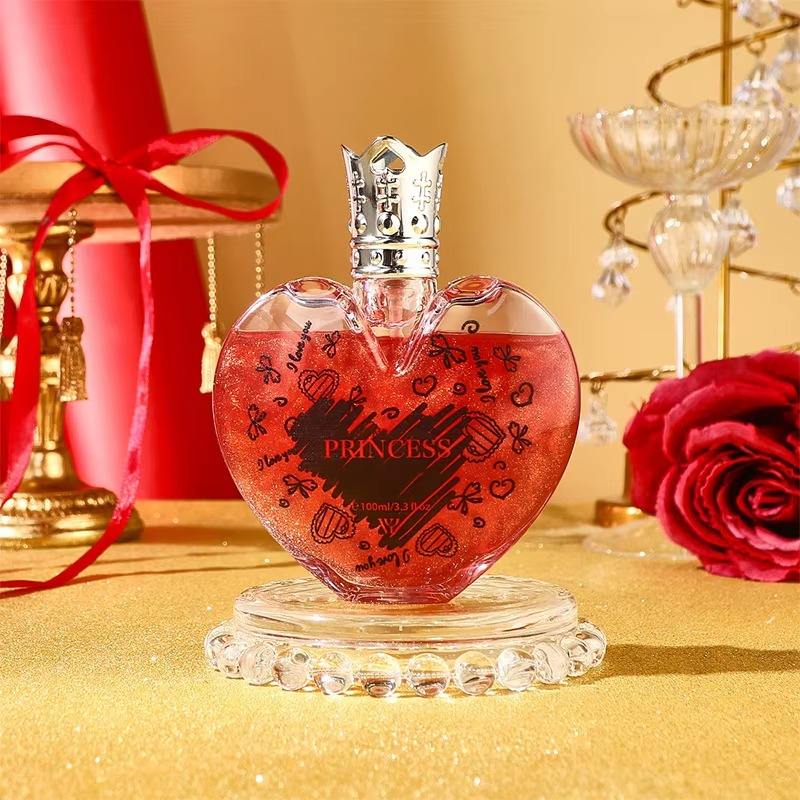 OEM Private Label Women Eau De Parfum 100ml Heart Shaped Bottle Long Lasting Floral Sweet Fragrance Princess Perfume
