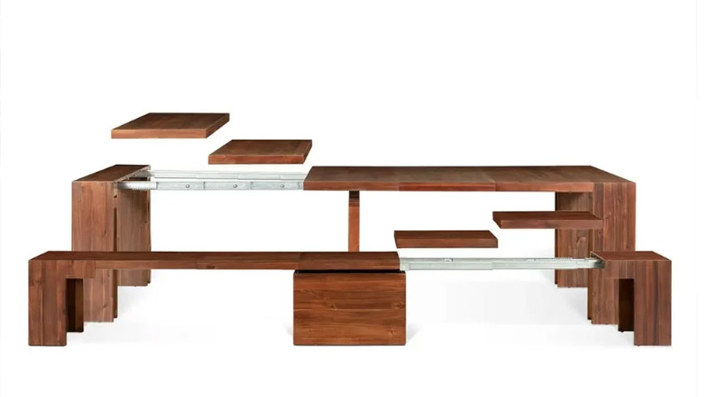 2026 Foshan Factory Modern Solid Wood Dining Room Furniture Dining Table and Chair Set Extendable